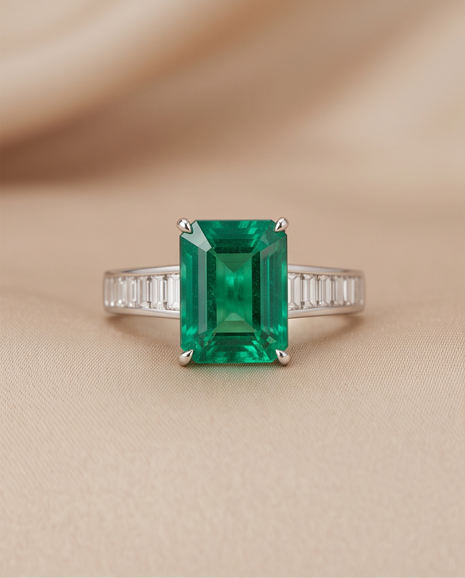 Emerald and Diamond Ring