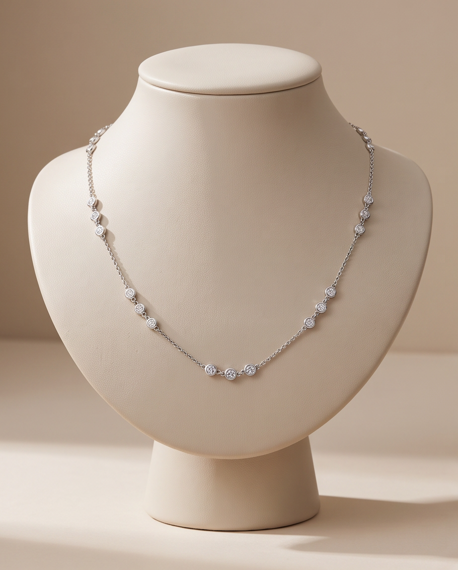 Diamond Station Necklace | 1.80 CTW | 14kt White Gold
