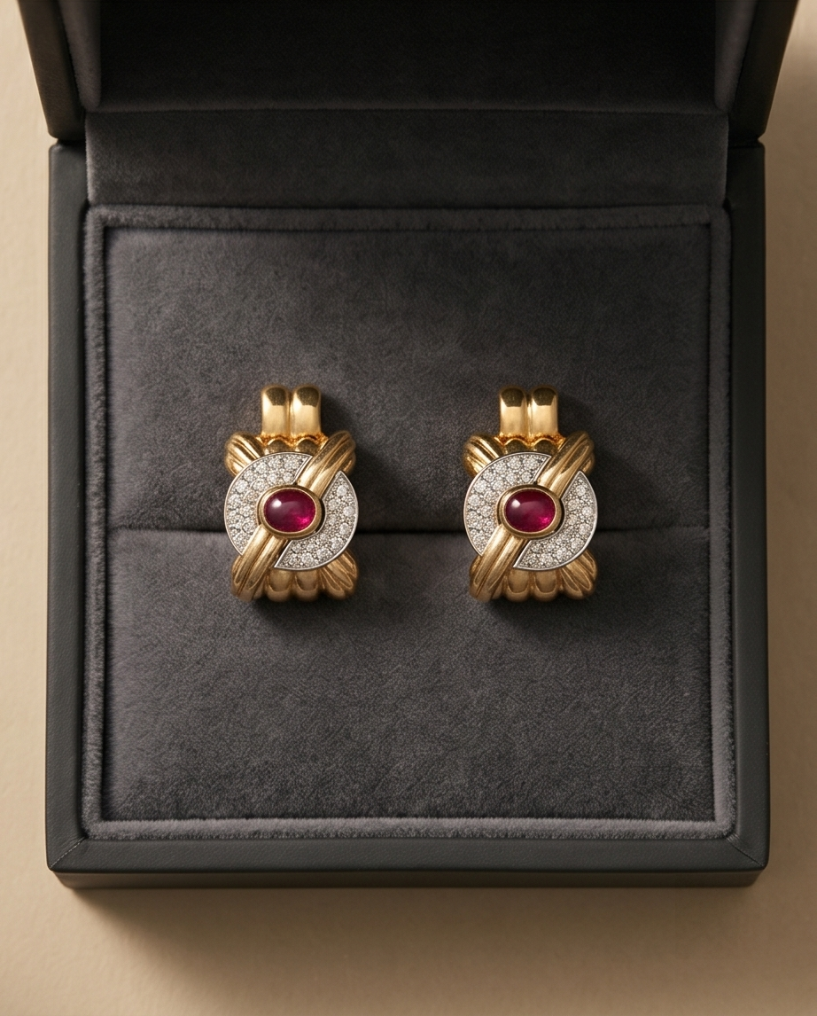 Ruby and Diamond Earrings