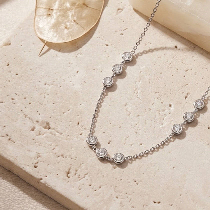 Diamond Station Necklace | 1.80 CTW | 14kt White Gold