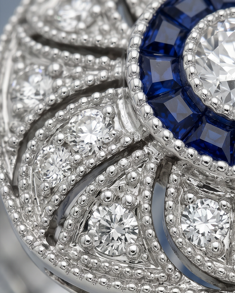 Diamond and Sapphire Art Deco Style Ring