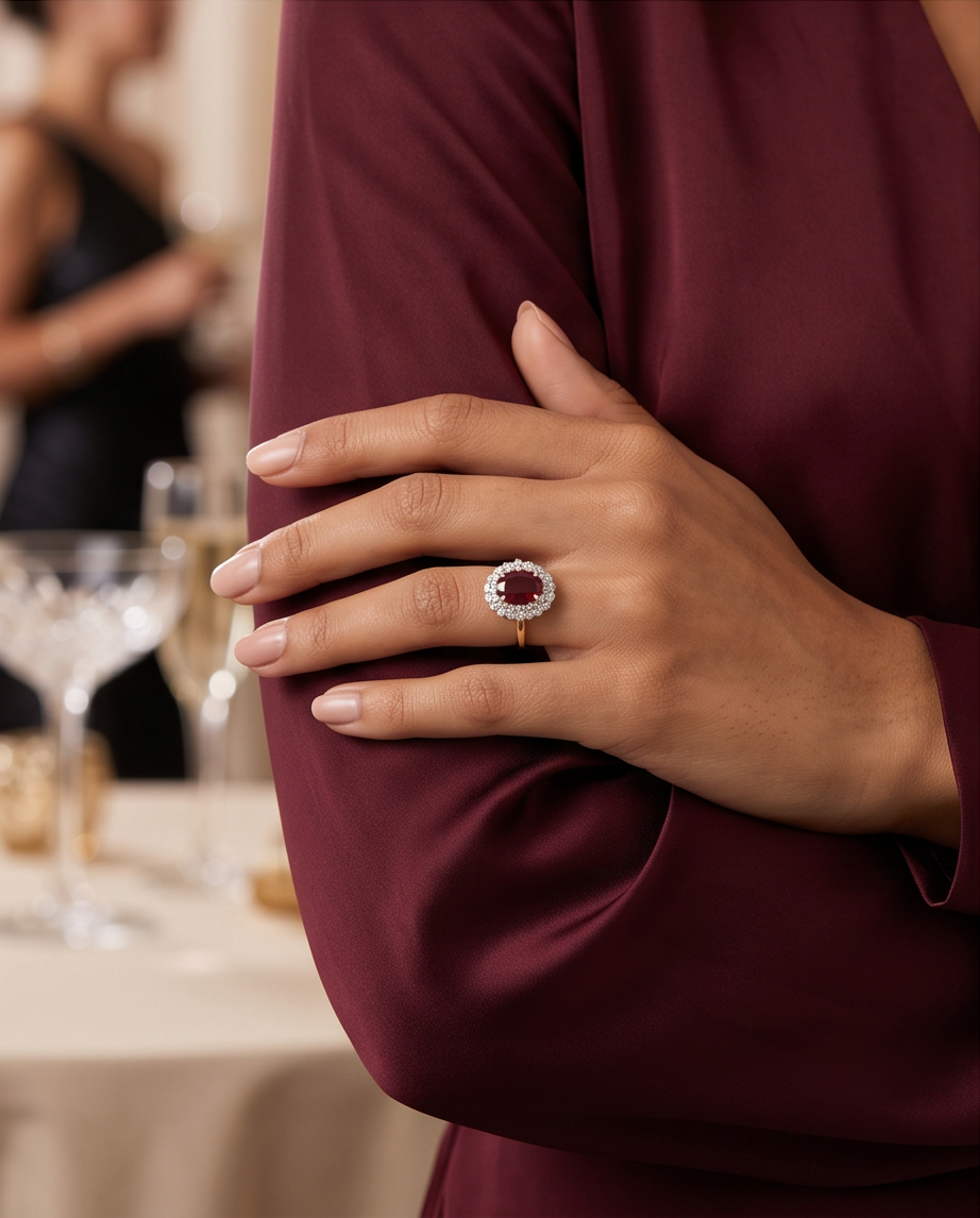 18K Yellow Gold & Platinum Ruby & Diamond Estate Ring
