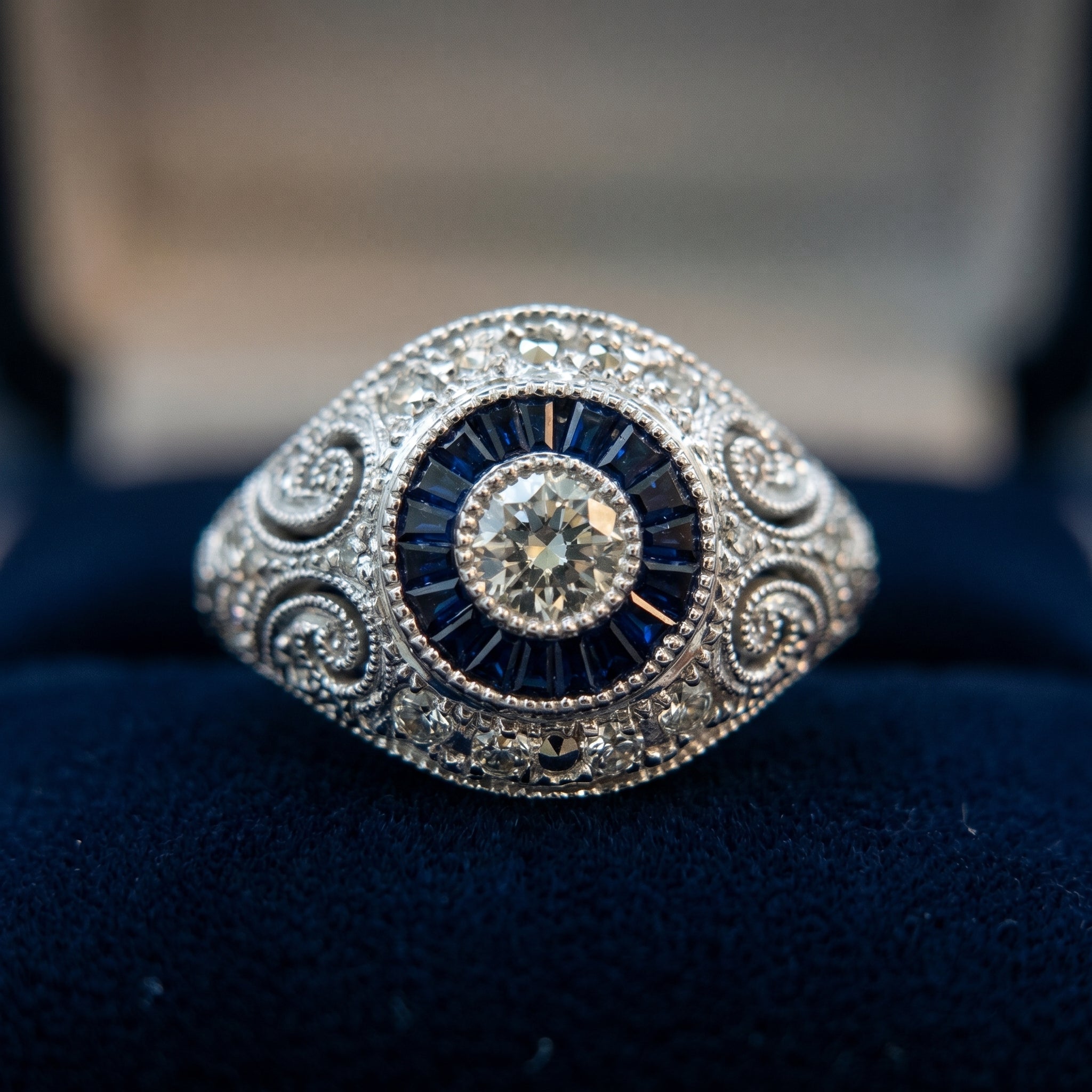 Diamond and Sapphire Art Deco Ring