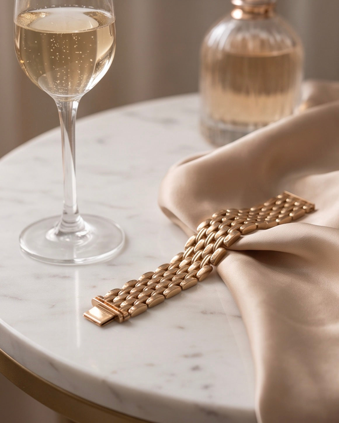 14K Rose & Yellow Gold Wide Two-Tone Brick Link Bracelet