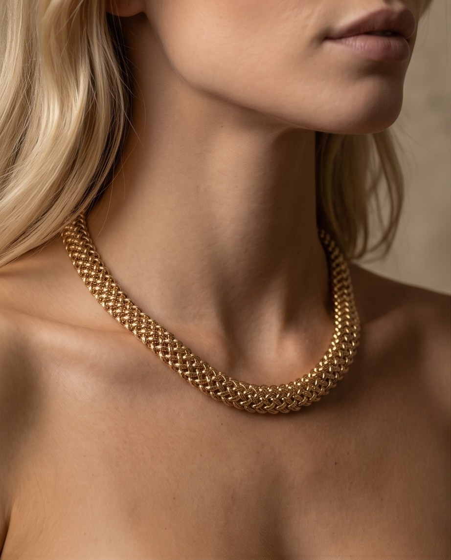 Yellow Gold Woven Necklace