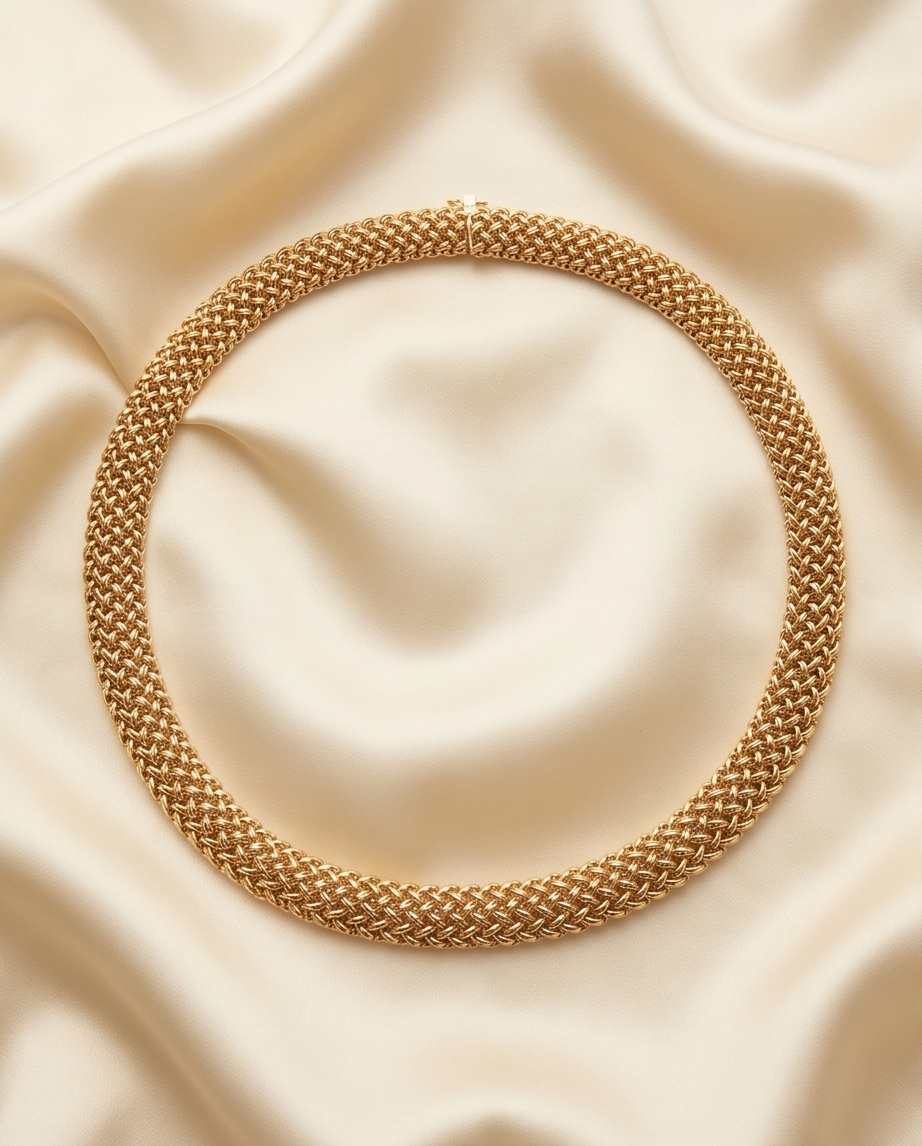 Yellow Gold Woven Necklace