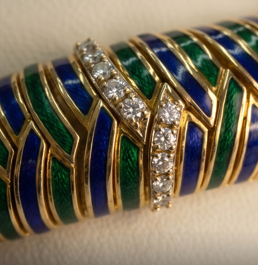 Enamel and Diamond Bracelet
