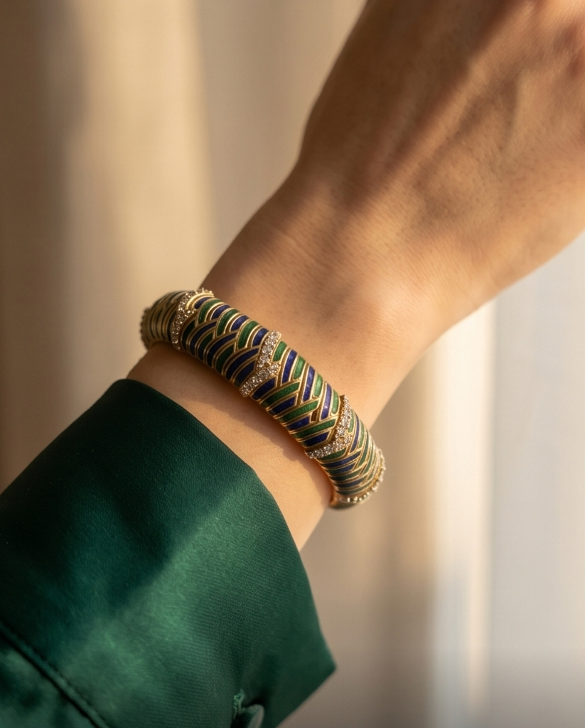 Enamel and Diamond Bracelet