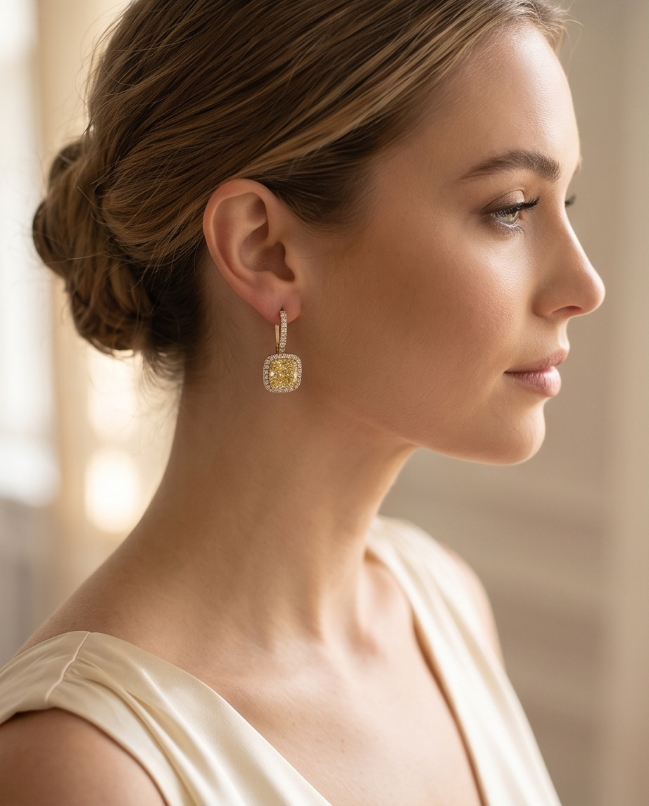 Yellow Diamond Earrings