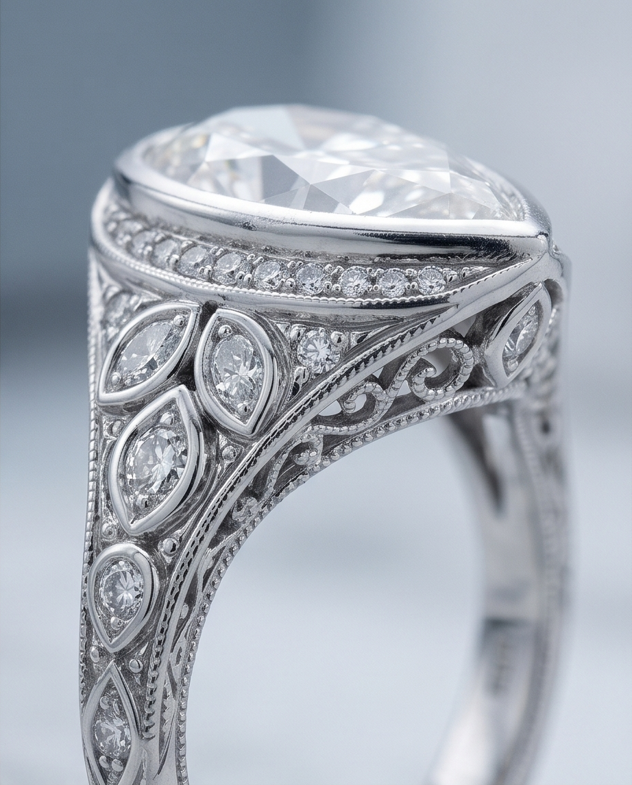 Pear Shaped Diamond in Custom Mounting