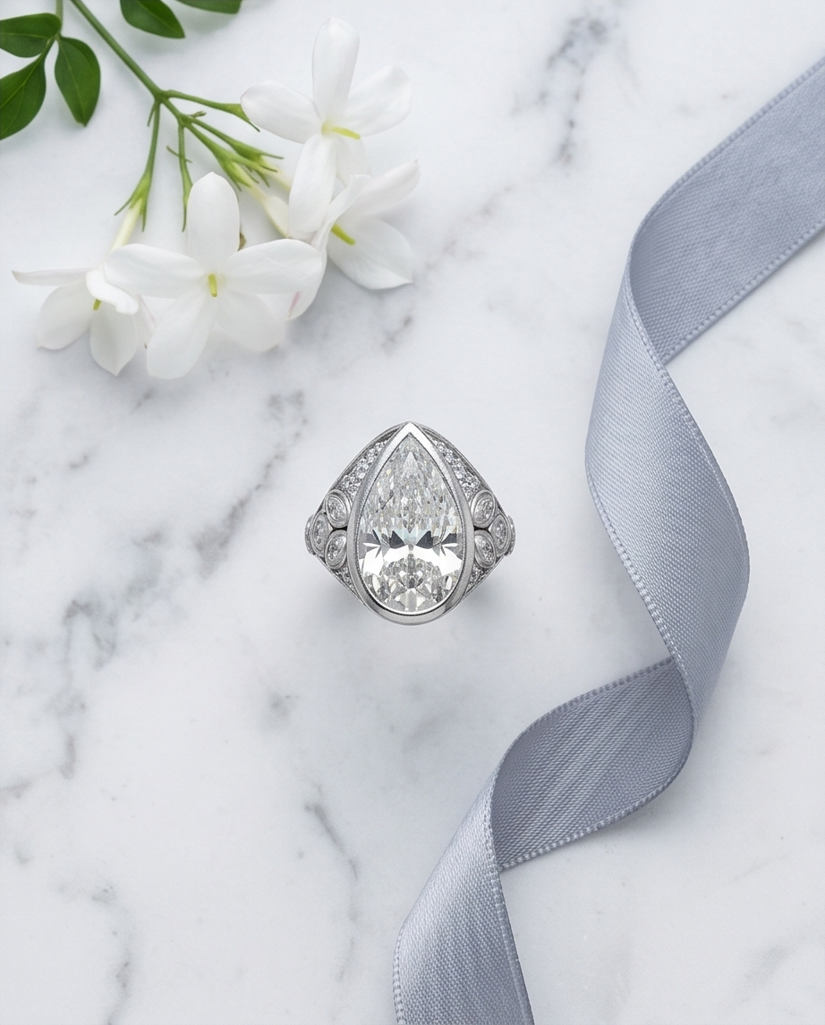 Pear Shaped Diamond in Custom Mounting