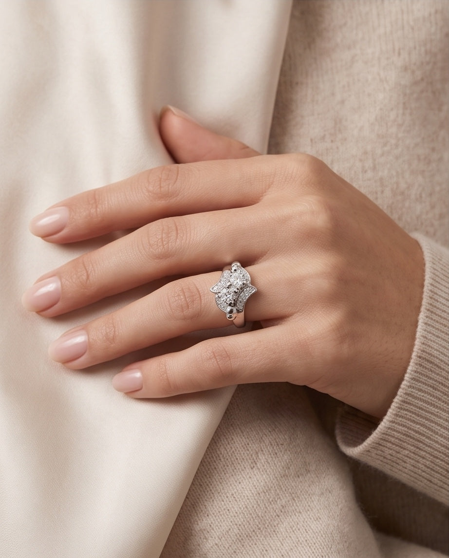 Estate diamond ring worn on hand